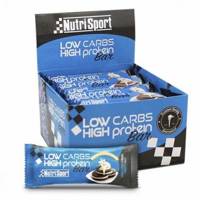 NUTRISPORT  Low Carb High Protein 16 Units Cookie And Cream Energy Bars Box Bleu 