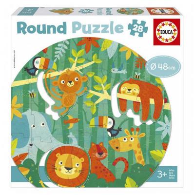 EDUCA  Borras 28 Pieces La Selva Round Puzzle Multicolore 3-6 Years