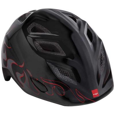 MET Casque de v&eacute;lo pour enfants -  - Genio - Noir avec flammes noires - Taille 52-57cm