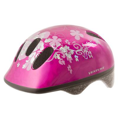 VENTURA  731001 Casque de vlo pour enfant avec motif fleurs - Rose - 52-56 cm