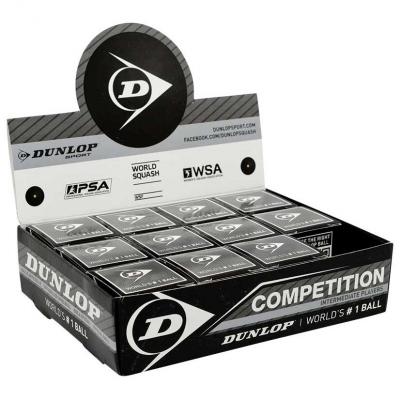 DUNLOP  Competition Single Grey Dot Squash Balls Box Noir 12 Balls