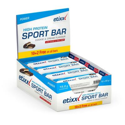ETIXX  High Protein Cookie And Cream 55g 12 Units Energy Bars Box Blanc,Bleu 