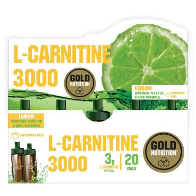 GOLD NUTRITION  L-carnitine 3000mg 20 Units Lemon Vials Box Vert