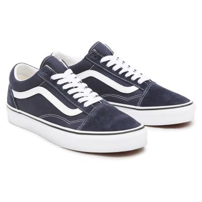 VANS Baskets basses  en cuir nubuck bleu marine &agrave; lacets contrast&eacute;s