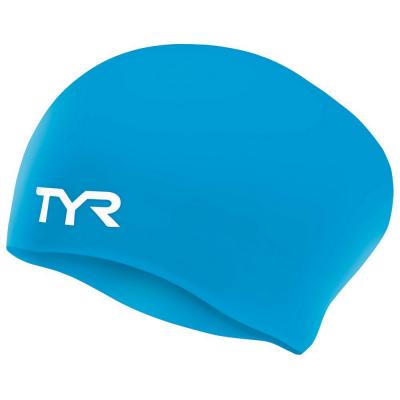 TYR Bonnet de natation  Silicone Cap Long Hair bleu