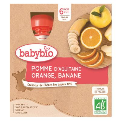 BABYBIO  Pomme Orange Orange Banane Bio 4x90 g