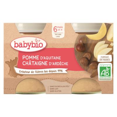 BABYBIO  Fruits Pot Pomme Ch&acirc;taigne +6m Bio 2 x 130g