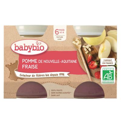 BABYBIO  Fruits Pot Pomme Fraise +6m Bio 2 x 130g
