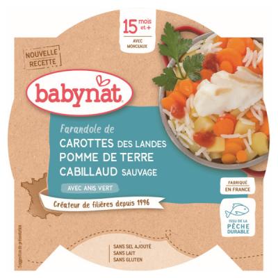 BABYBIO  Assiette Carotte Des Landes, Pomme De Terre, Cabillaud 260g