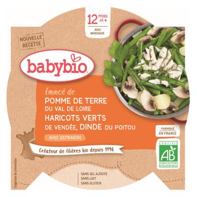 BABYBIO  - Assiette Menu Haricots verts et &eacute;minc&eacute; de Dinde