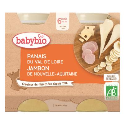 BABYBIO  Repas du Midi - Petits pots Panais, Jambon d&egrave;s 6 mois 2x200g