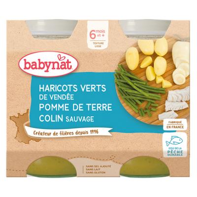 BABYBIO BABYNAT Petits Pots Menu du Jour - 2 x 200g - D&egrave;s 6 Mois L&eacute;gumes Colin Sauvage