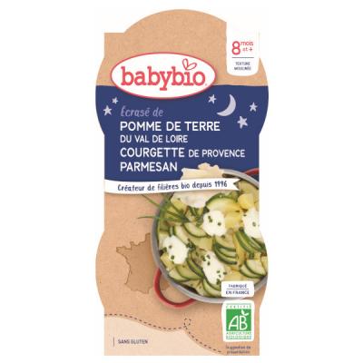 BABYBIO  Bols Bonne Nuit &Eacute;cras&eacute; Pomme De Terre Courgette 2x200g