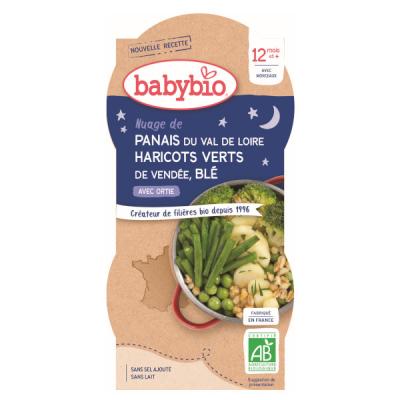 BABYBIO  Bols Bonne Nuit L&eacute;gumes Verts Bl&eacute; Bio d&egrave;s 12 mois 2 x 200g