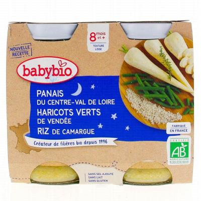 BABYBIO  Petits Pots Panais Haricots Verts Riz 2x200g