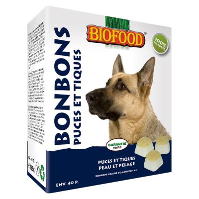 BIOFOOD  Chien Maxi Bonbons Puces et Tiques - Peau et Pelage 40 pi&egrave;ces