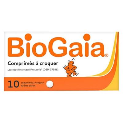 BIOGAIA  probiotique comprim&eacute;s &agrave; croquer gout citron 10 comprim&eacute;s