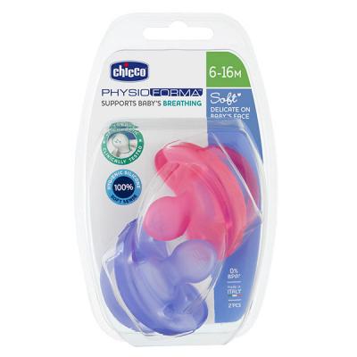 CHICCO  physio soft sucette en silicone 6-12 mois - violet/rose