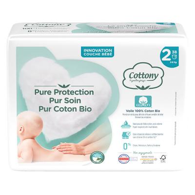 COTTONY  Couches en Coton Bio - Taille 2 - Paquet de 38 couches