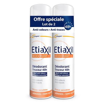 ETIAXIL  D&eacute;odorant douceur 48h a&eacute;rosol lot de 2 a&eacute;rosol 150ml