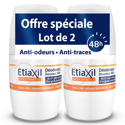 ETIAXIL  D&eacute;odorant Douceur 48h Roll-On Lot de 2 x 50ml