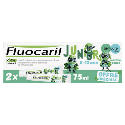 FLUOCARIL  Junior, Dentifrice 6-12ans, Menthe Douce, 2x75ml