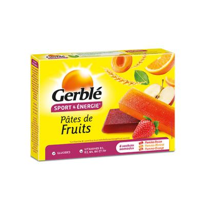 GERBLE Pates de fruits  sport pomme fraise orange abricot boite de 6