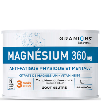 GRANIONS  Magn&eacute;sium 360mg Fatigue physique et mentale poudre 360 mg