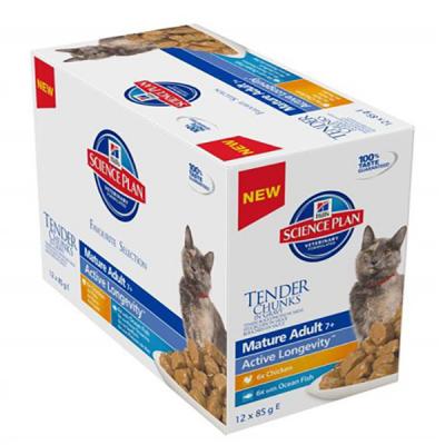 HILL S SCIENCE PLAN Hill's Science Plan Mature Adult 7+ - s&eacute;lection poulet & poisson (48 x 85 g)