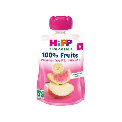  100% fruits pommes goyaves bananes BIO - d&egrave;s 6 mois, Hipp (x 1, 90 g) 
