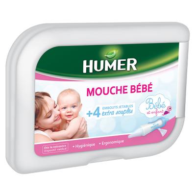 HUMER  Souffleur Nez B&eacute;b&eacute; + 4 Embouts Jetables Extra Doux 1ut