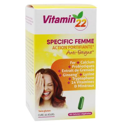 INELDEA Vitamin'22 Femme Action Tonifiante 60gelules 