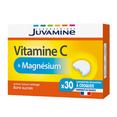 JUVAMINE  - Vitamine C & Magn&eacute;sium - 30 Comprim&eacute;s &agrave; croquer
