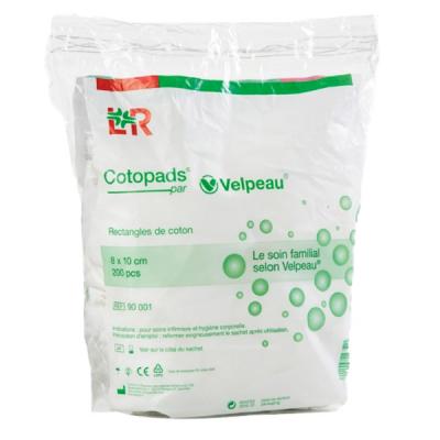 LHOMMAN Velpeau Cotopads Rectangles Coton 8x10cm 200 Unit&eacute;s