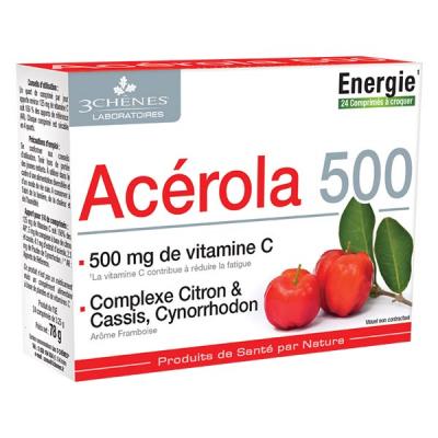 ACEROLA 500 LES 3 CH&Ecirc;NES Ac&eacute;rola 500 x24 comprim&eacute;s