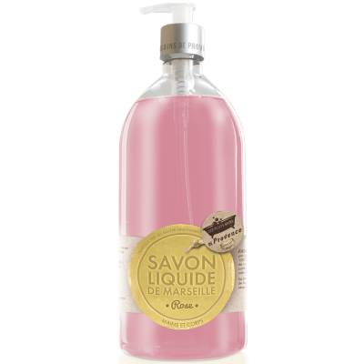 LES PETITS BAINS DE PROVENCE  Savon liquide de Marseille parfum rose 1L