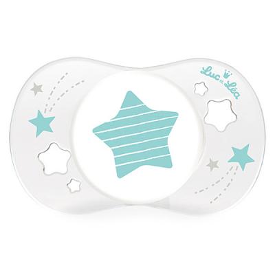 LUCETLEA LUC ET LEA SUCETTE SYMETRIQUE SILICONE 0-2mois Etoile ou Oiseau Bleu
