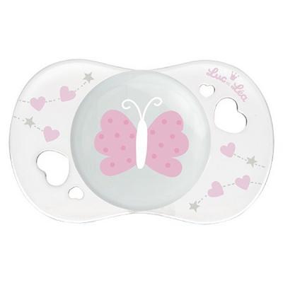 LUC ET LEA Luc et L&eacute;a Sucette Silicone Sym&eacute;trique 0-2 Mois - Coeur ou Papillon