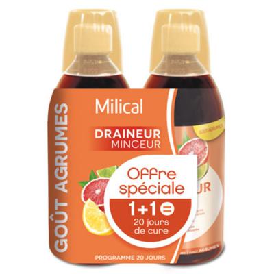 MILICAL  Draineur ultra go&ucirc;t agrumes lot de 2 bouteilles de 500ml