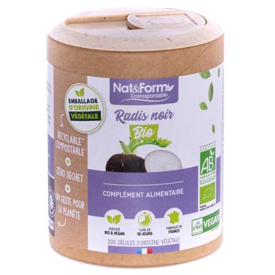 NAT & FORM Radis noir 200 g&eacute;lules v&eacute;g&eacute;tales gamme &eacute;coresponsable nat et form bio