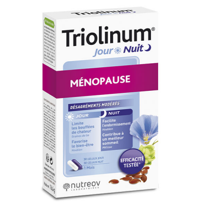NUTREOV  Triolinum Jour & Nuit M&eacute;nopause 60 G&eacute;lules - Bo&icirc;te 60 g&eacute;lules