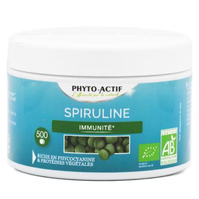 PHYTO ACTIF Spiruline bio 100% naturelle Immunit&eacute; Fatigue 500 Phyto-Actif