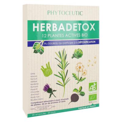 PHYTOCEUTIC Herbadetox 12 plantes Actives bio 20 Ampoules de 10ml