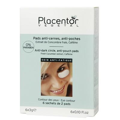 PLACENTOR  vegetal Pads Anti-Cernes et Anti-Poches, 6 Sachets de 2 Pads