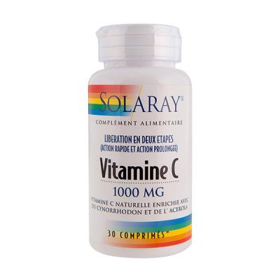 SOLARAY  Vitamine C 1000mg action rapide et prolong&eacute;e 30 comprim&eacute;s