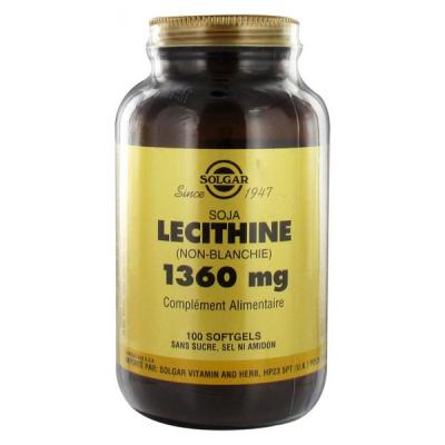 SOLGAR  L&eacute;cithine 1360 mg Softgels - Flacon 100 g&eacute;lules