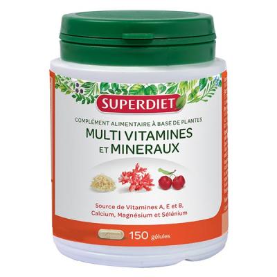 SUPERDIET  Multivitamines et Min&eacute;raux - 150 G&eacute;lules - Pot 150 g&eacute;lules