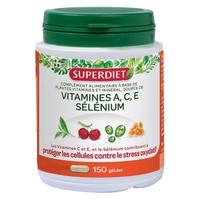 SUPERDIET  Vitamines A.c.e - S&eacute;l&eacute;nium -150 G&eacute;lules - Pot 150 g&eacute;lules