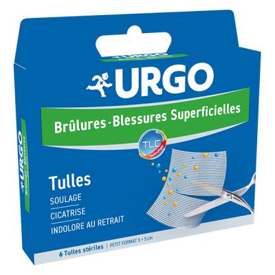 URGO Brulures Blessures Superficielles 6 Tulles Steriles 5x5cm 