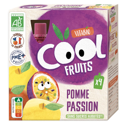 VITABIO  - Cool Fruits Pomme Passion - Bio - Gourde - 4x90g